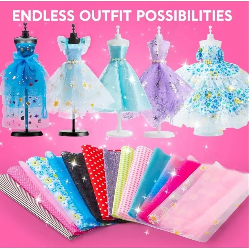400pcs Fashion Doll DIY Design, Kids Arts‎ & Crafts, Sewing Kit 50+ Outfits 8+YO